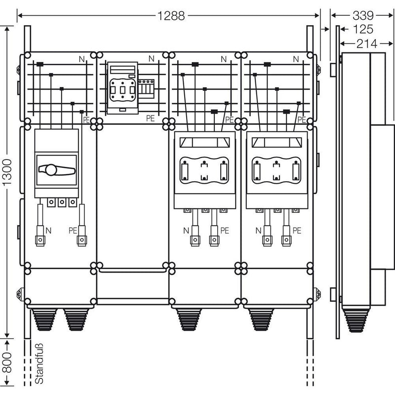 Hensel - Verteilerschrank für Energieversorgung Ladeverteiler Mi EV 200kW 2001 b. z. 2 Ladepunkte