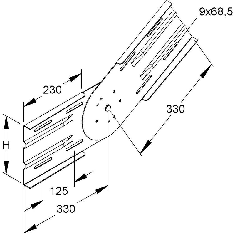 Niedax - Verbinder für Kabeltragsystem Gelenkverbinder vertikal WSGVSN 200 S H=201,5mm Stahl vz