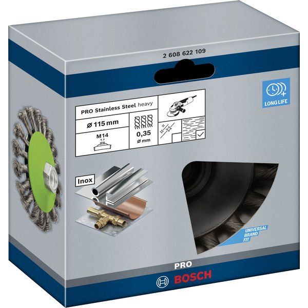 Bosch - Rotierende Drahtbürste PRO Stainless Steel heavy 2608622109 Kegelbürste 115 x