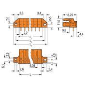 WAGO - Leiterplattensteckverbinder THT-Federleiste abgewink. 232-269/031-000 Maß 5,08mm,orange − 25 Stück