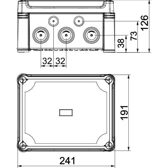 OBO Bettermann - Dose, Gehäuse für Montage auf der Wand/Decke Kabelabzweigkasten X16 LGR-TR m.transp. Deckel