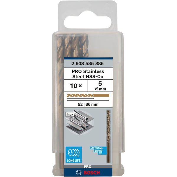 Bosch - Bohrer PRO Stainless Steel HSS-Co 2608585885 Spiralbohrer 5 x 52