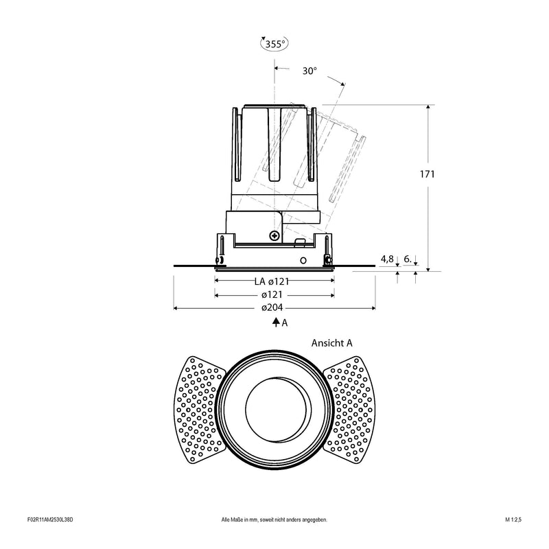 EVN Lichttechnik - Downlight/Strahler/Flutlicht LED-Einbauleuchte modular F02R11AM2530L38D Konfigurationstype
