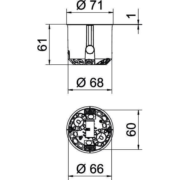OBO Bettermann - Dose, Gehäuse für Montage in der Wand/Decke HW Geräte-Verbindungsdose HG 61-LKG − 250 Stück