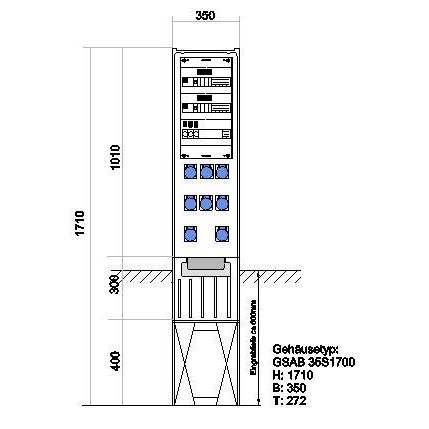 GSAB Elektrotechnik - Anschlussschrank Festplatzverteiler 35S1700FP8CE16 HxBxT:1710x350x280