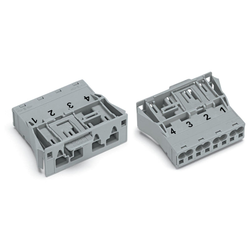 WAGO - Geräteanschluss für steckbare Gebäudeinstallation Snap-In-Stecker 770-754 4-polig,Kod. B,grau − 100 Stück