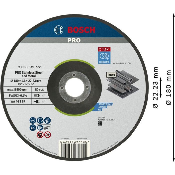 Bosch - Trenn-/Schleifscheibe PRO Stainless Steel and 2608619772 Metal Trennscheibe