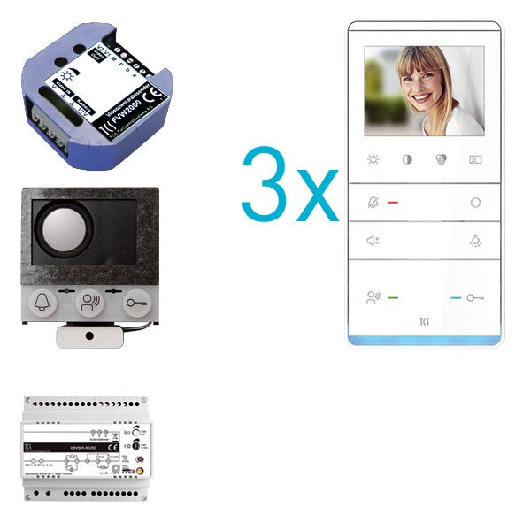 TCS Tür Control - Türsprech-Set video:pack Einbau PVIF030/001 für 3 Wohneinheit