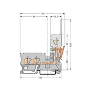 WAGO - Durchgangs-Reihenklemme 2L/1-Pin-Basisklemme 769-251 grau − 50 Stück