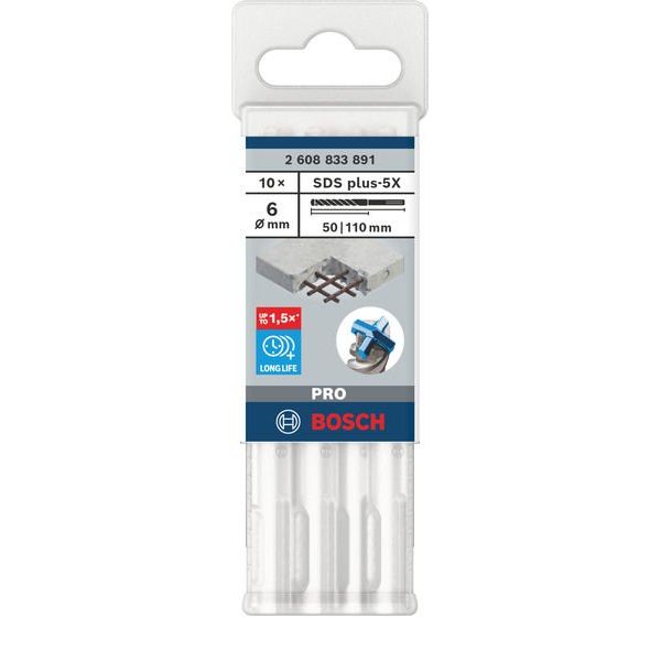 Bosch - Bohrer PRO SDS plus-5X 2608833891VE(10) Hammerbohrer 6 x 50