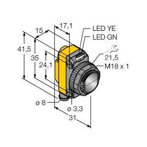 Turck - Lichttaster mit Hintergrundausblendung Opto Sensor QS18VN6FF50Q7 Lichttaster − 1 Stück
