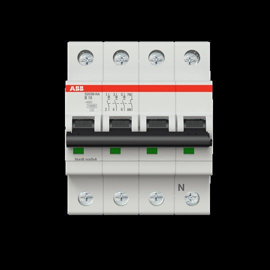 ABB Stotz S&J - Leitungsschutzschalter Sicherungsautomat S203M-B10NA 10kA 10A B 3p+N (4p)