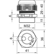 OBO Bettermann - Kabelverschraubung V-TEC VM32 2x8 M32, PA, lichtgrau − 20 Stück