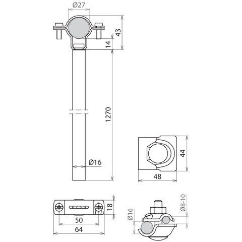 DEHN - Distanzhalter für Blitzschutz Distanzhalter DIDHPAE27D161270ALV2