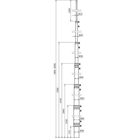 DEHN - Fangeinrichtung für Blitzschutz Fangstange FS T D60 7000 8000AL L1,8m - 8,0m