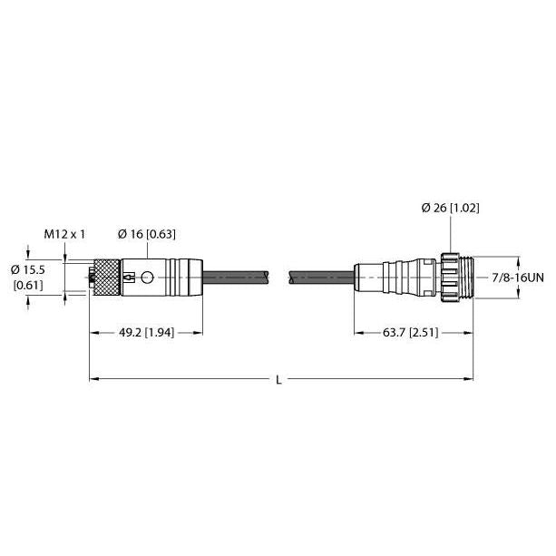 Turck - Rundsteckverbinder, feldkonfektionierbar (Industriesteckverbinder) Verbindungsleitung RKP56PLB- #100028505