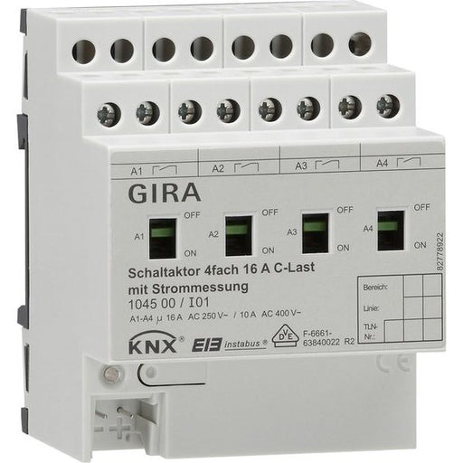 Gira - Bussystem-Schaltaktor Schaltaktor 4fach REG 104500 KNX/EIB 16A C-Last