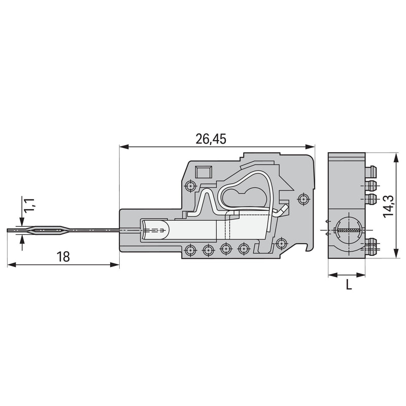 WAGO - Testadapter für Reihenklemmen Prüfsteckermodul 231-155 grau − 100 Stück