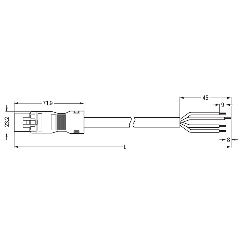 WAGO - Konfektionierte Leitung für steckbare Gebäudeinstallation konfekt. Anschlussleitung 891-8994/216-602 Eca,Stecker