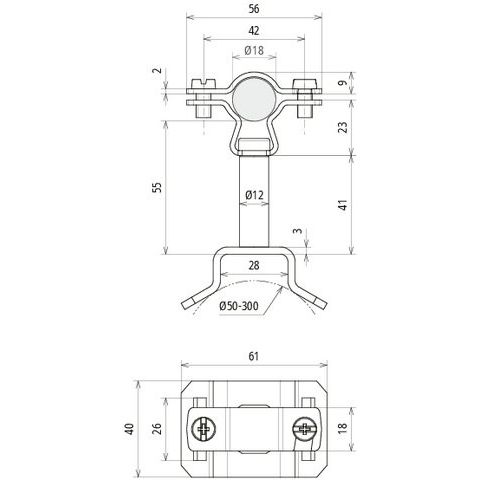 DEHN - Leitungshalter für Blitzschutz HVI-L+ Ex P55 holder LH ZS 18 EXP55SBBV2A