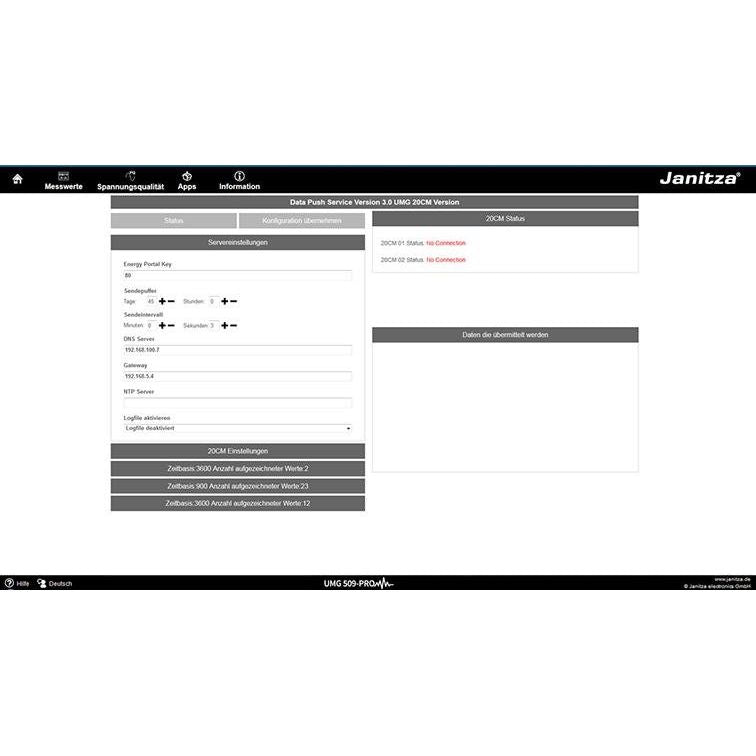 Janitza Electronic - Visualisierungs-Software APP PUSH SERVICE + UMG20CM 5100285 Energy-Portal