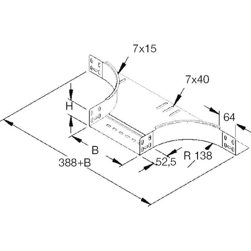Rico - Anbau-Abzweigstück für Kabelrinne Anbau-T-Stück 151W15-200-B 200x60mm