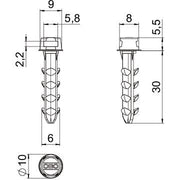 OBO Bettermann - Dübelstecknagel Steckdübel DP KB 30 für Kabelbinder − 100 Stück