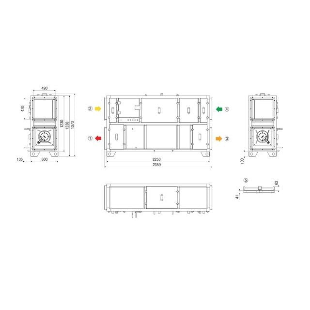 Maico - Lüftungsgerät mit Wärmerückgewinnung gewerblich Kompaktgerät MV4516VLPH RLT1600MV4516VLPH5 1600cbm/h/li/verti