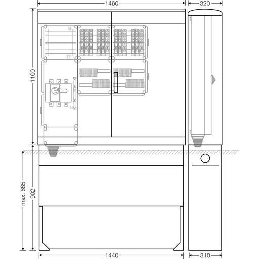 Hensel - Verteilerschrank für Energieversorgung Ladeverteiler Mi EV 11kW 12010 f.12 Ladep. a 11kW