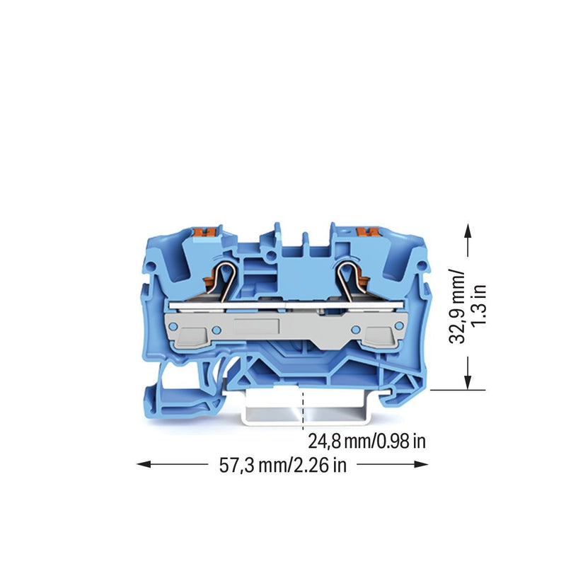 WAGO - Durchgangs-Reihenklemme 2-Leiter-Durchgangsklemme 2206-1204 6qmm, blau