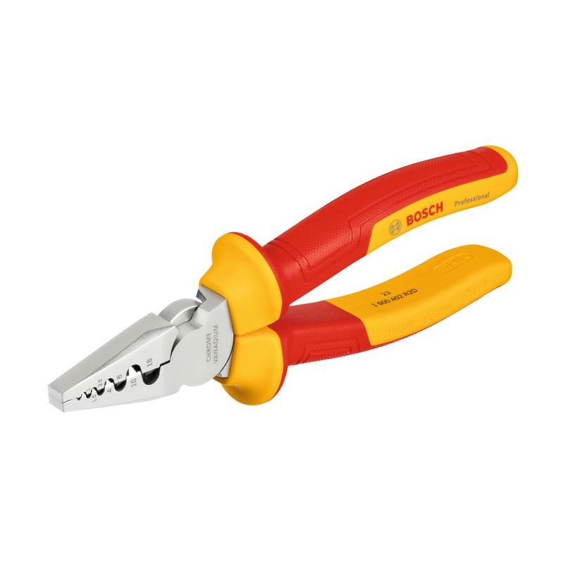 Bosch - Presswerkzeug Kabelschuhe/Verbinder, Aderendhülsen, Schirmanschluss VDE-Crimpzange 180 mm 1600A02NE6