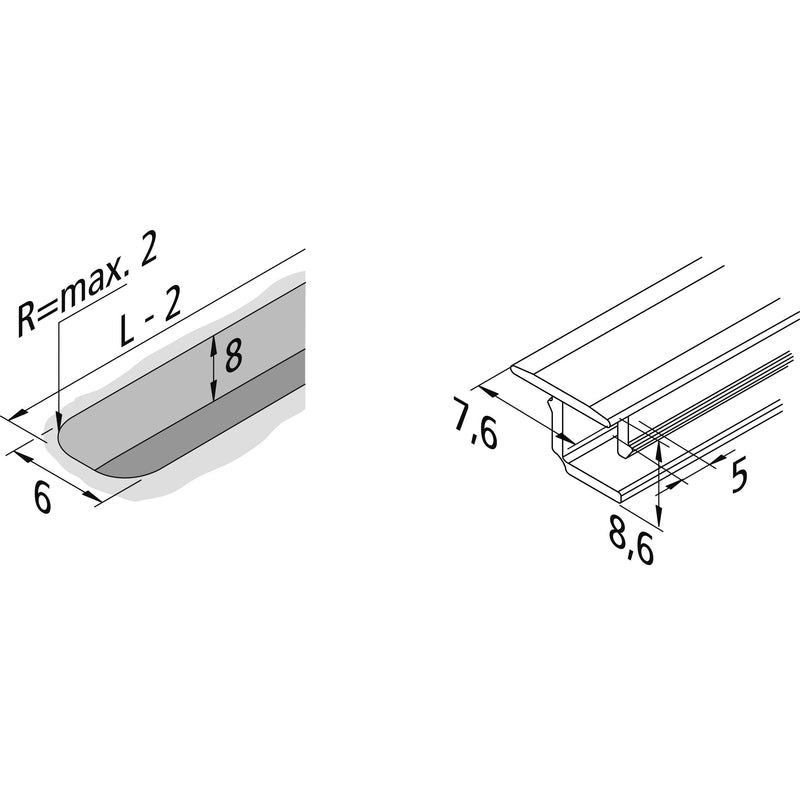 Hera - Mechanisches Zubehör/Ersatzteile für Leuchten LED-Einfräsprofil 5er-Set 61500033861