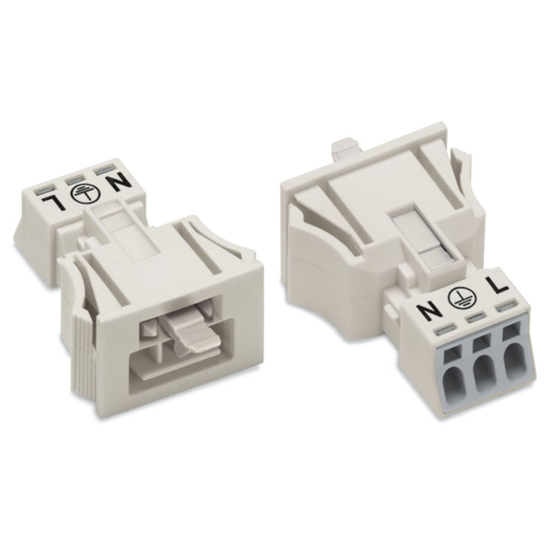 WAGO - Geräteanschluss für steckbare Gebäudeinstallation Snap-In-Stecker 890-733 3-polig,Kod. A,weiß − 50 Stück