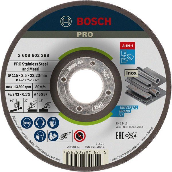 Bosch - Trenn-/Schleifscheibe PRO Stainless Steel and 2608602388 Metal Gebundene