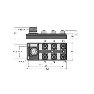 Turck - Passiver Sensor-/Aktor-Verteiler (mit Leitung) Verteiler passiv TB-6M12-4P2-CS12T M12x1-6fach − 1 Stück