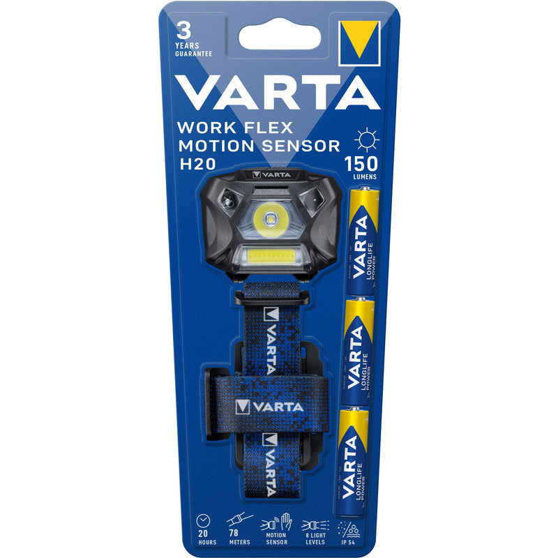 Varta Cons.Varta - Taschenleuchte Kopfleuchte Motion Sensor WorkFlex MoSensorH20 WorkFlexH20 3AAABatt − 4 Stück