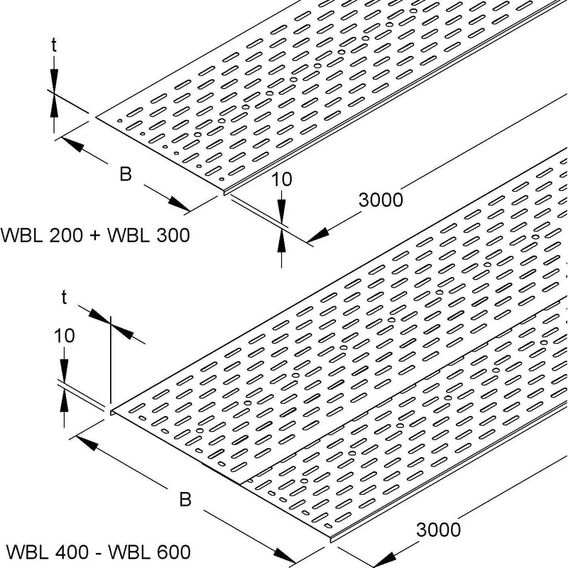 Niedax - Einlegeblech für Kabelleiter Bodenblech WBL 500 − 3 Meter