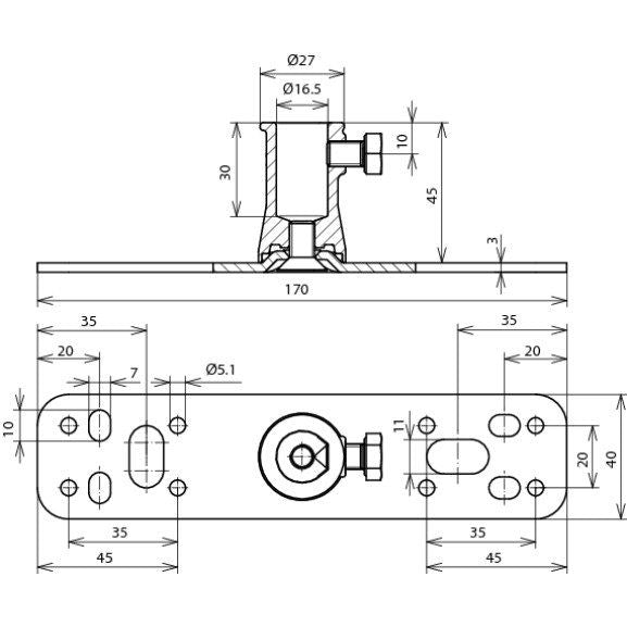DEHN - Zubehör/Ersatzteile für Erdung und Blitzschutz Wand-Befestigungseinheit BP BB16 V2A ZG NIRO m.Buchse ZG D16