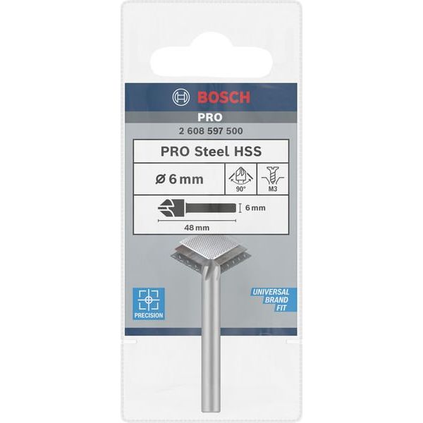 Bosch - Versenkbohrer PRO Steel HSS Kegelsenker, 2608597500 6 x 48 mm, M3