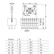 WAGO - Ein- und mehrpolige Klemmenleiste 1-LeiterFederleiste2reihig 713-1107/037-9037/03 CAGECLAMP 1,5mm²,sw − 50 Stück