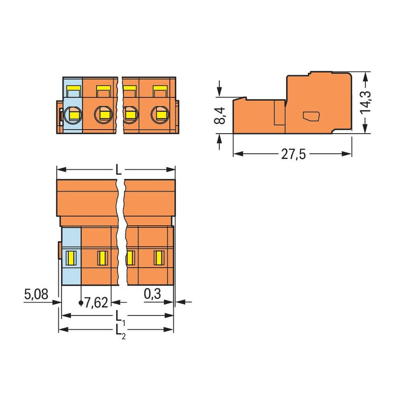WAGO - Kabelsteckverbinder für Leiterplattensteckverbinder 1-Leiter-Stiftleiste 731-639 CAGECLAMP,2,5mm²,or − 25 Stück