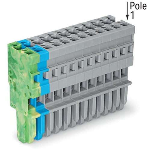 WAGO - Ein- und mehrpolige Klemmenleiste 1-Leiter-Federleiste 769-112/000-039 4mm²,gr/bl/gn-ge − 20 Stück