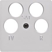 Berker - Einsatz/Abdeckung für Kommunikationstechnik Zentralplatte alu/matt 14847003 4Loch f.Antennendose