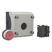 Eaton - Befehls- und Meldegeräte-Kombination im Gehäuse Drucktaster M22-D-R-X0/KC11/I 1S1Ö,flach,rot,Aufb