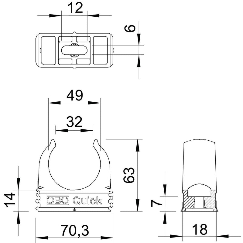 OBO Bettermann - Rohrschelle Quick-Schelle 2955 M50 SW M50 − 25 Stück