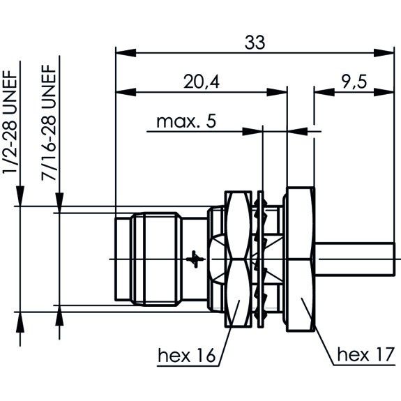 Telegärtner - Koax-Steckverbinder R-TNC Einbaubuchse 100023805 G7 RG-316/U − 5 Stück