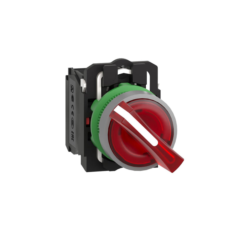 Schneider Electric - Wahlschalter, Komplettgerät Leuchtwahlschalter XB5AK124G5C0 rt,120V,1S+1Ö,in gr