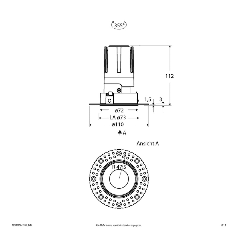 EVN Lichttechnik - Downlight/Strahler/Flutlicht LED-Einbauleuchte modular F03R11SM1330L24D Konfigurationstype