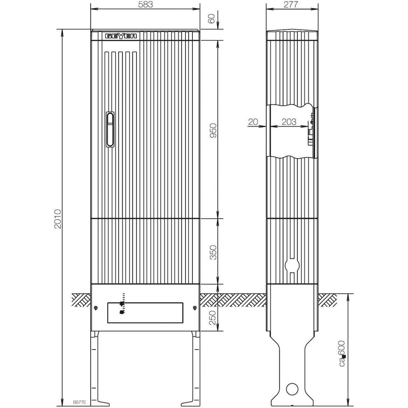 ABN - Leergehäuse Säule BH7 4 Einbaueinh. SK205A E-Cu 30x6mm