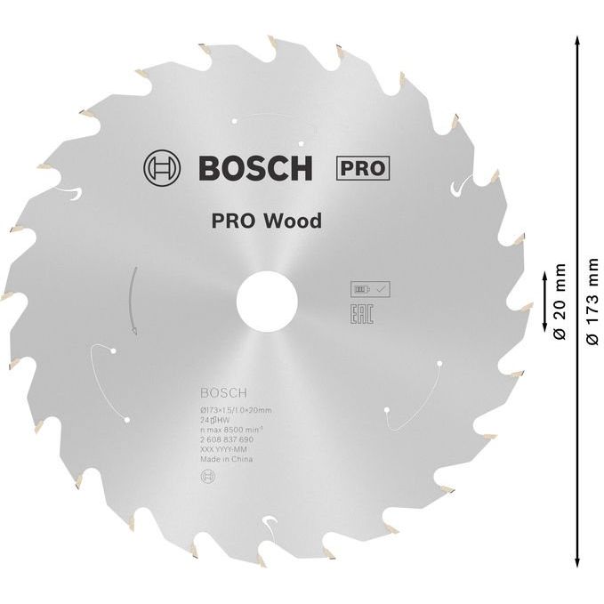 Bosch - Kreissägeblatt PRO Wood cordless 2608837690 Kreissägeblatt 173 x